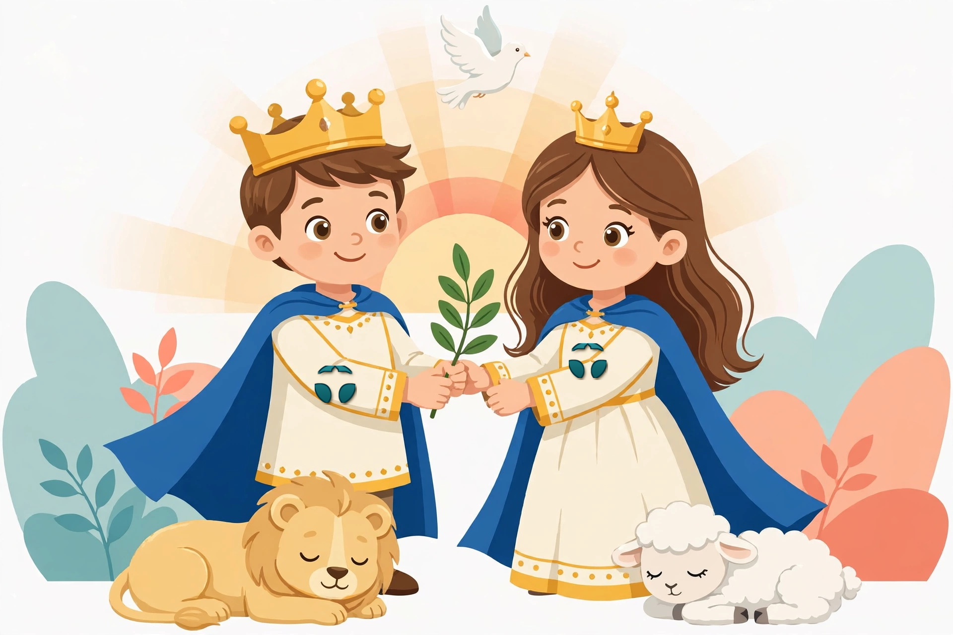 El Principito y la Princesita de Paz tomados de la misma rama de olivo